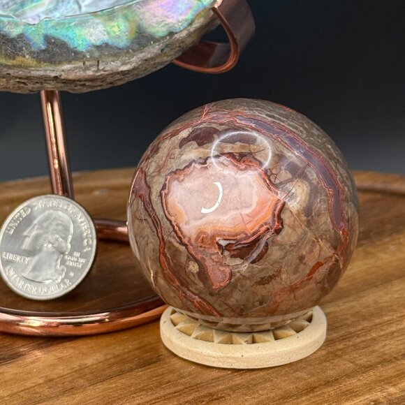 Money Agate Sphere Crystal Polished Crazy Lace Agate 138.91g 47.8mm - Picture 1 of 9